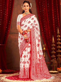 Nyri - White Silk Weaving Saree