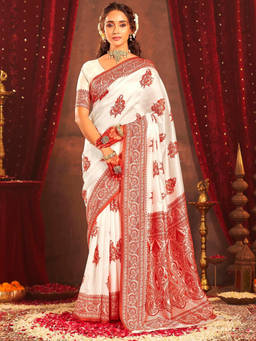 Nyri - White Silk Weaving Saree