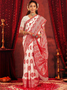 Nyri - White Silk Weaving Saree