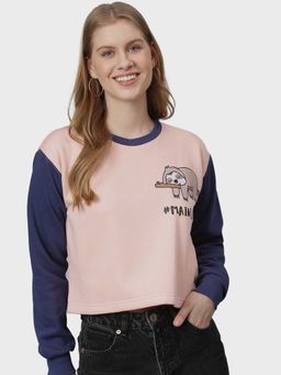 Campus Sutra - Pink Printed Sweatshirt