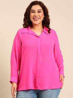 THE PINK MOON - Hot Pink Hidden Placket Shirt