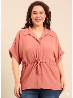 THE PINK MOON - Peach Relaxed Fit Drawstring Shirt