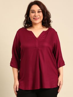 THE PINK MOON - Solid Maroon Top