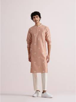 KISAH - Embroidered Kurta With Trouser Peach