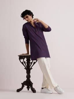 KISAH - Printed Kurta With Trouser Purple