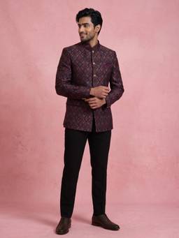 KISAH - Woven Design Jodhpuri Bandhgala And Trouser Multi-Color