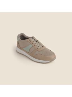 Metro - Women Beige Lace Up Casual Sneakers
