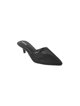Mochi - Women Black Slip On Mules Heels