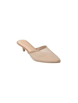 Mochi - Women Beige Slip On Mules Heels