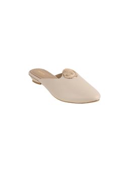 Mochi - Women Off White Slip On Casual Mules Heels
