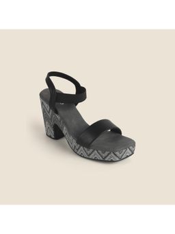 Metro - Women Black Back Strap Casual Sandal Heels
