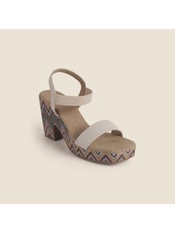 Metro - Women Beige Back Strap Casual Sandal Heels