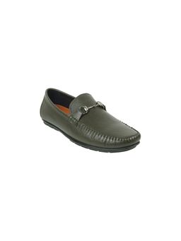Mochi - Men Olive Faux Leather Slip-On Loafers