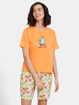 Zivame - Zodiac Knit Cotton Short Set - Egret