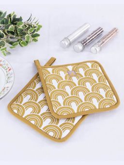 Maspar - Deco Dawn Cotton Printed Gold 2Pc Pot Holder Set