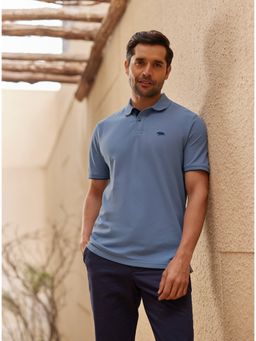 Andamen - Regular Fit Blue Men's Half Sleeve Gold Finish Polo