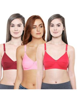 Bodycare - Women's Cotton Seamed Bra Pack Of 3 - Multi-Color