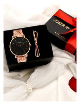 Joker and Witch - Joker & Witch Desire Black Love Triangle Watch & Bracelet With Ring For Women (Pack of 3) (JWLT32)