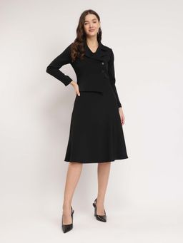 FableStreet - Black A-Line Jacket Dress