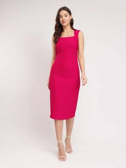 FableStreet - Pink Bodycon Knitted Dress