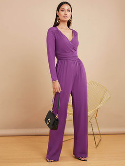 Styli - Women Purple Long Sleeves Jumpsuit
