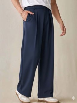 BROADSTAR - Men Stretchable Navy Blue Loose Fit Korean Pants