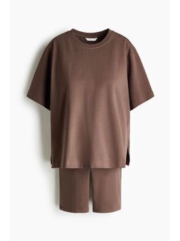 H&M - Women Beige Mama 2-Piece Cotton Jersey Set