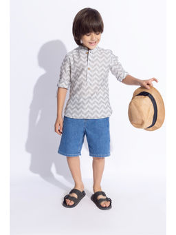 Taffy - White Full Sleeves Kantha Embroidered Short Kurta