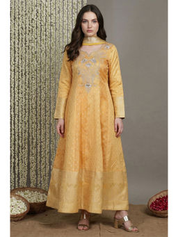 Aurelia - Yellow Embroidered Anarkali Kurta with Leggings and Dupatta