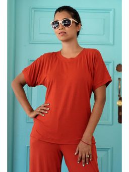 SALT Attire - Orange Bamboo Drop Shoulder T-Shirt