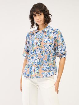 SALT Attire - Crossandra Floral Collared Top