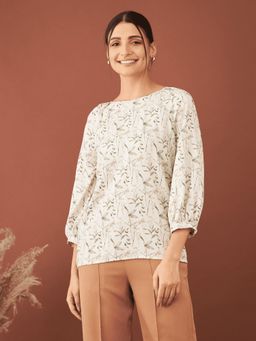 SALT Attire - Girona Floral Pleated Sleeves Top