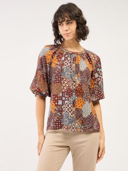 SALT Attire - Mult-Color Gypsy Paisley Button Down Top