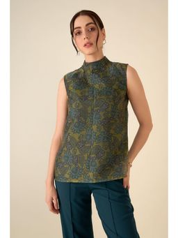 SALT Attire - Green Kaeri Paisley High Neck Top