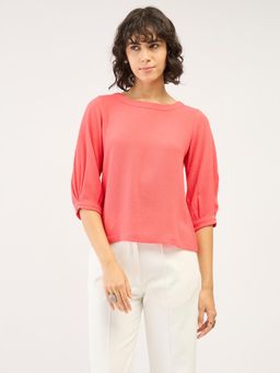 SALT Attire - Nectarine Puffed Sleeves Top