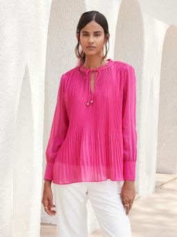 SALT Attire - Rico Pleated Drawstring Neckline Top