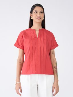 SALT Attire - So Mulled Wine Candy Red Pleated Top