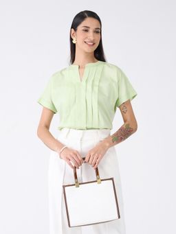 SALT Attire - So Mulled Wine Fresh Green Pleated Top