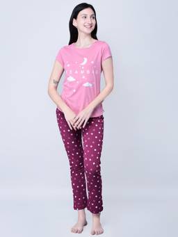 Lyra - 701 Cotton Printed Night Suit For Women-Multi-Color