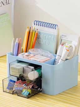 House of Quirk - Blue Desk Organizer with Drawer