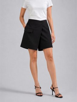 Twenty Dresses by Nykaa Fashion - Womens Black Polyester Wrap Skorts