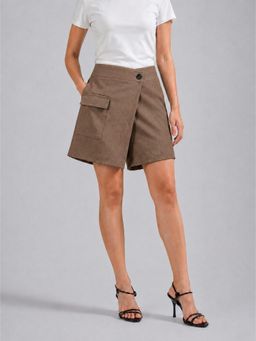 Twenty Dresses by Nykaa Fashion - Womens Brown Polyester Wrap Skorts
