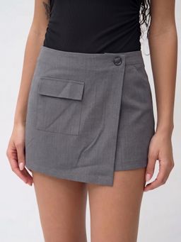 Twenty Dresses by Nykaa Fashion - Pocket Detail Grey Polyester Wrap Skort