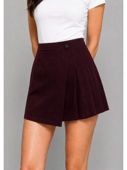 Twenty Dresses by Nykaa Fashion - Womens Wine Pleated A-Line Wrap Skirt