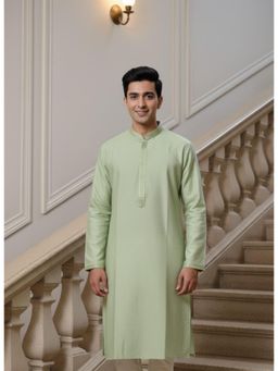 Gahan - presents a Woven Light Green Mens Kurta Featuring With Embroidery