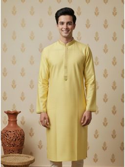 Gahan - Premium Ethnic Kurta for Mens in Vibrant Yellow with Embroidery