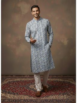 Gahan - Presents a Lavish Cotton Blue Mens Kurta with Chudidar with Rich Sequin