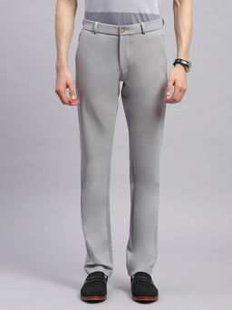 Monte Carlo - Men Solid Grey Regular Fit Casual Trouser