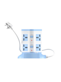 Portronics - Power Plate 9 with 3 USB Ports and 8 Power Sockets,2500W,2.1A USB Port, 3M Cord Blue