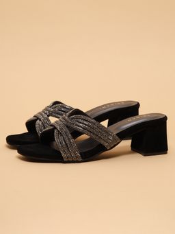 ERIDANI - Women Arnica Black Embellished Heels